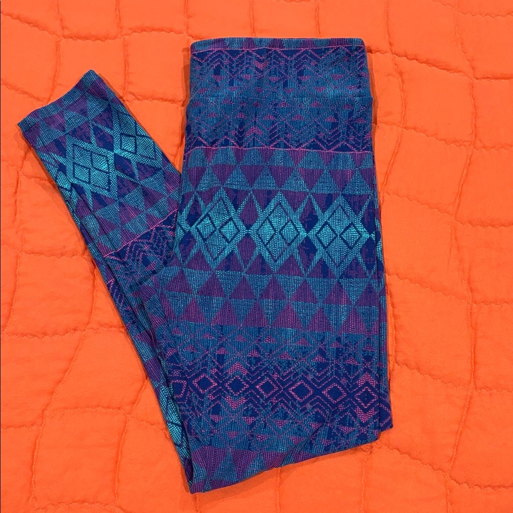 LuLaRoe Vibrant Pink and Green Leggings